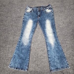 Bestwind Womens Blue Acid Wash Flare Jeans High Quality Denim Wears Size 27